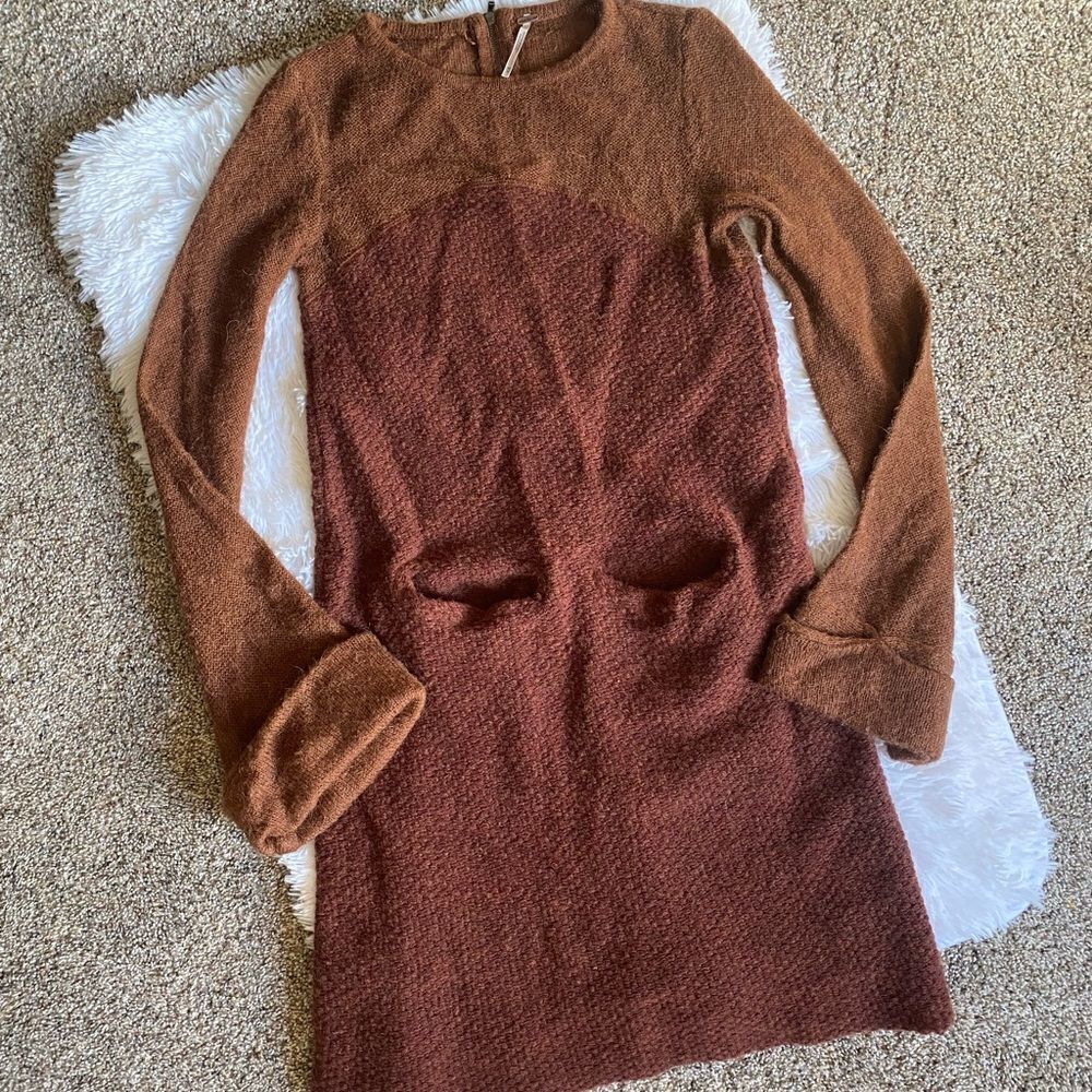 Free People White Rabbit Dress Alpaca Wool Blend Bell Sleeve Pockets Stretchy XS